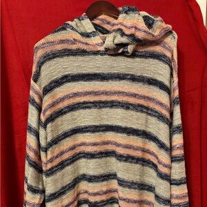 Lane Bryant light weight sweater. Size 22/24 peach, pink and gray stripe.
